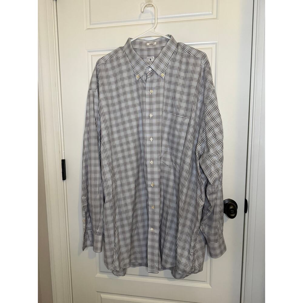 Peter Millar Men’s Plaid Button Down 3XL Long Sleeve Blue Gray Check Pattern